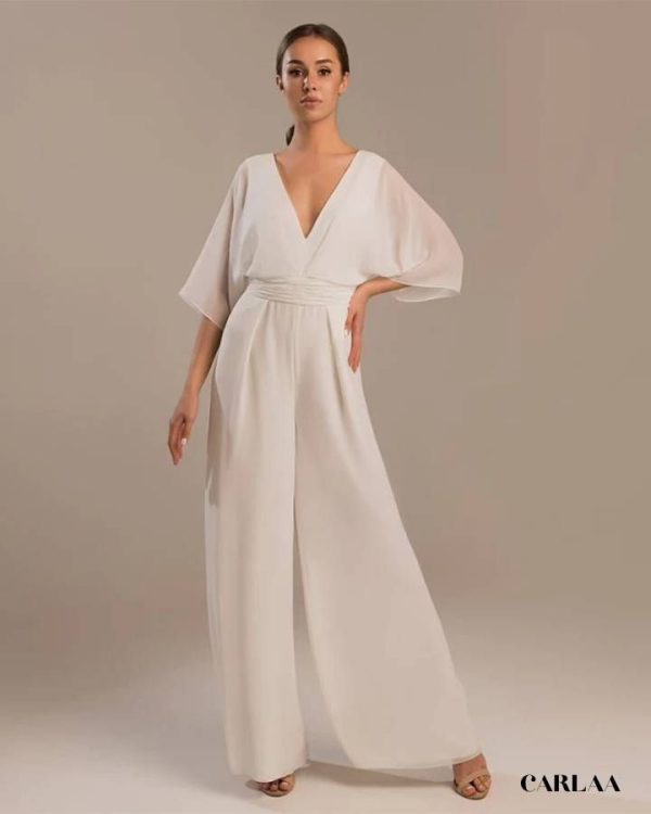 combi pantalon fluide mariage