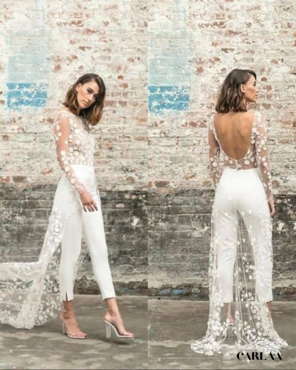 Combinaison avec traine mariage