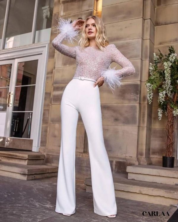 Combinaison blanche femme manche longue