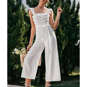 Combinaison Femme Blanche à Bretelle