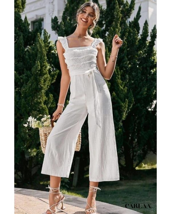 Combinaison Femme Blanche à Bretelle