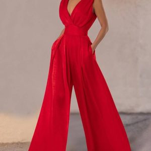 Combinaison femme rouge chic