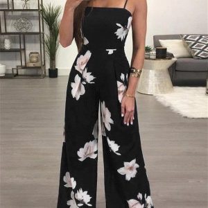 Combinaison Fleurie Jambe Large