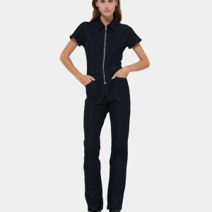 combinaison jean à manches courtes noire