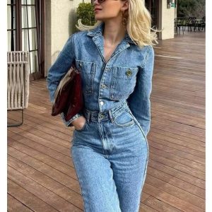 Combinaison Jean Femme Manches Longues