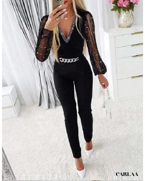 Combinaison manche longue femme chic