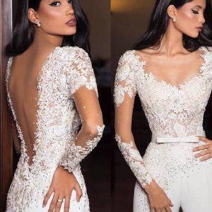 Combinaison mariage dos nu