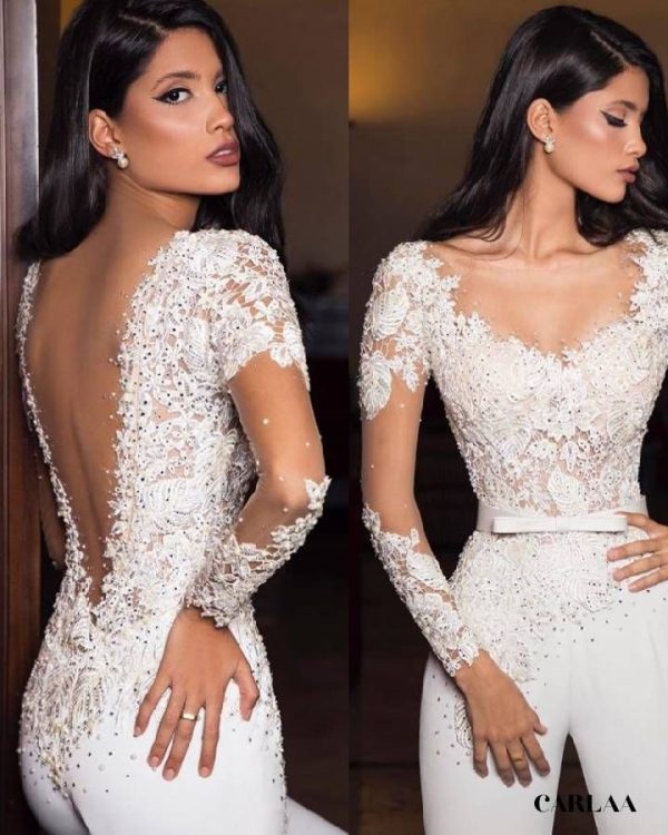 Combinaison mariage dos nu