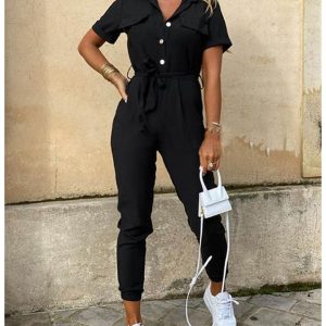 Combinaison Noir Manches Courtes