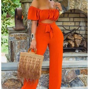 Combinaison Pantalon Femme Chic Décolleté Volant