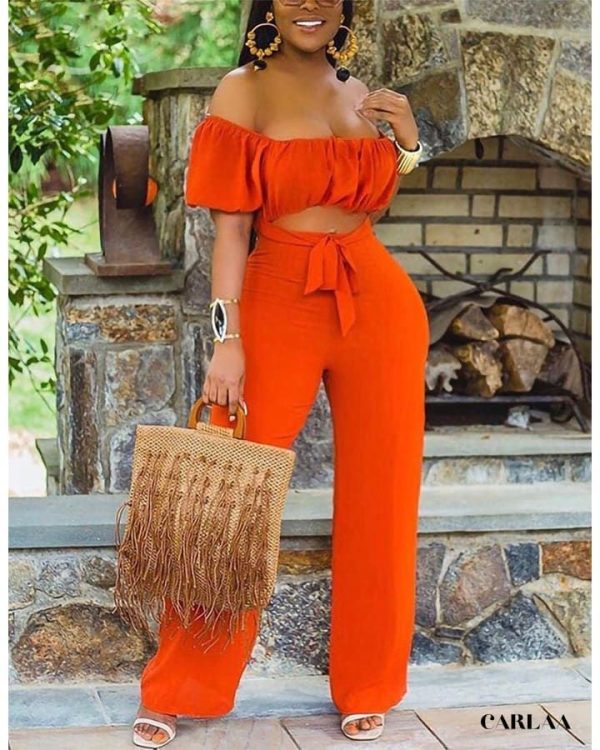 Combinaison Pantalon Femme Chic Décolleté Volant