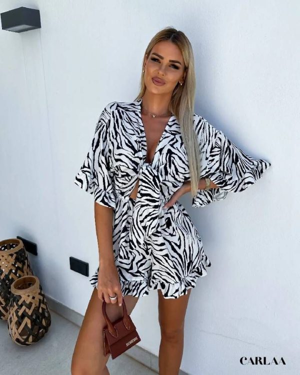 Combishort à imprimé zébré