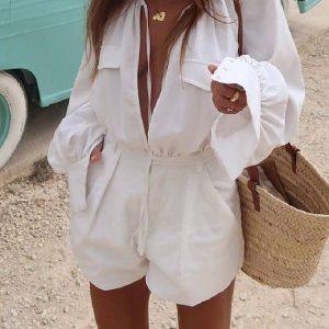 Combishort blanche fluide