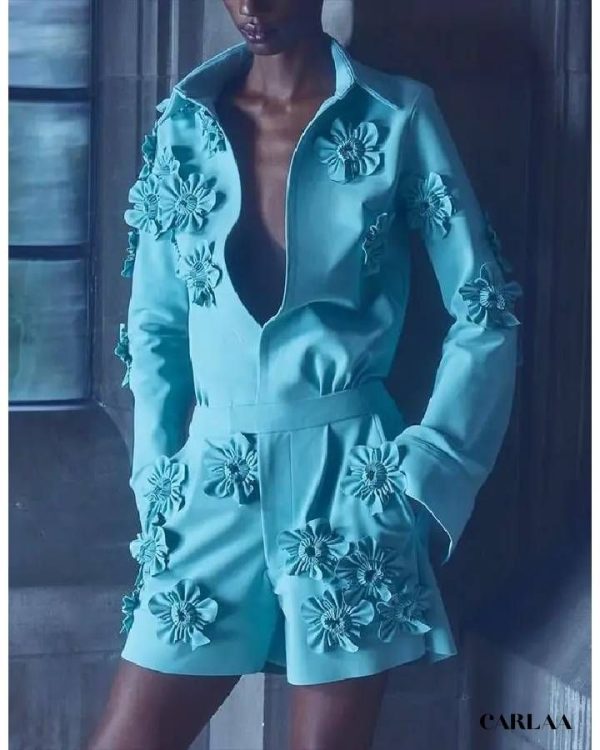 Combishort bleu clair