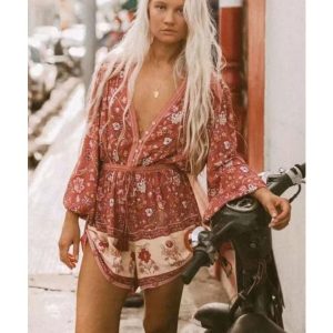 Combishort Bohème Femme Fleurie