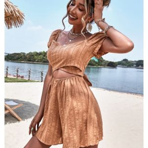 Combishort été orange cendré