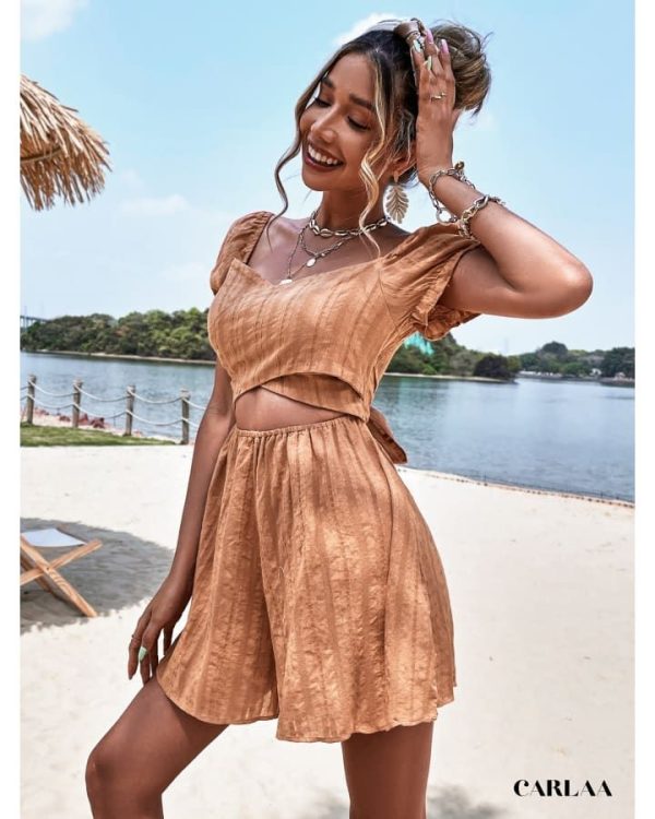 Combishort été orange cendré