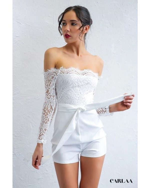 Combishort Femme Blanche à Dentelle