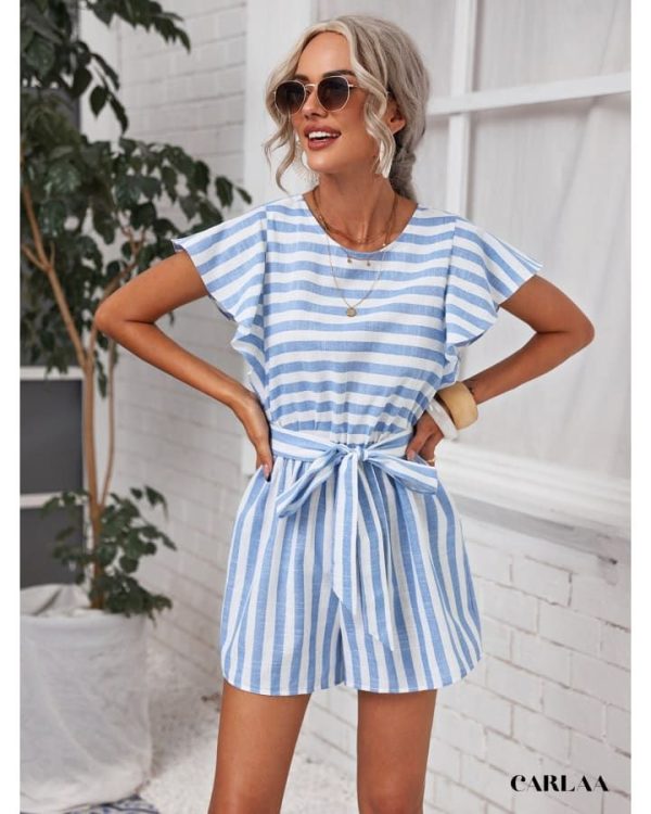 Combishort rayée femme en Lin