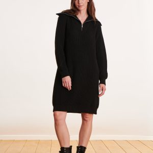 robe courte en maille noire col camionneur