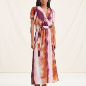 robe longue cache-cœur imprimé tie et dye