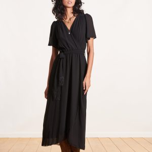 robe longue cache-cœur noire