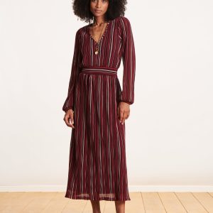 robe longue rose à rayures