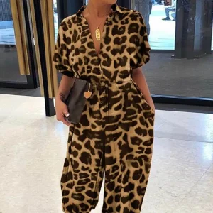 Combinaison femme leopard Jaune