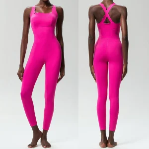 Combinaison sport sans manche rose