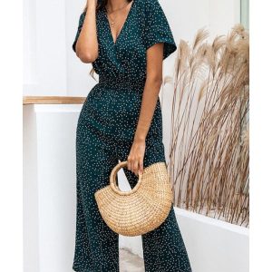 Combinaison Femme Verte Imprimée à Pois